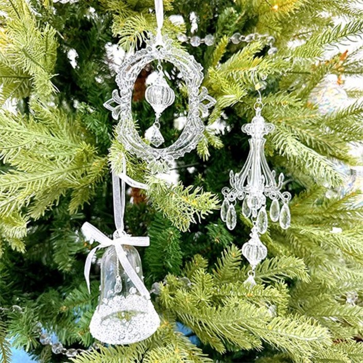[왓위셀] 투명 블링 샹들리에 오너먼트(3종) 크리스마스 장식 데코 소품, 1개