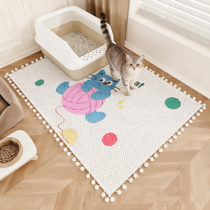 고양이 쓰레기통 비말 방지 매트 고양이 비말 방지 쓰레기통 매트, 1개, 흰색