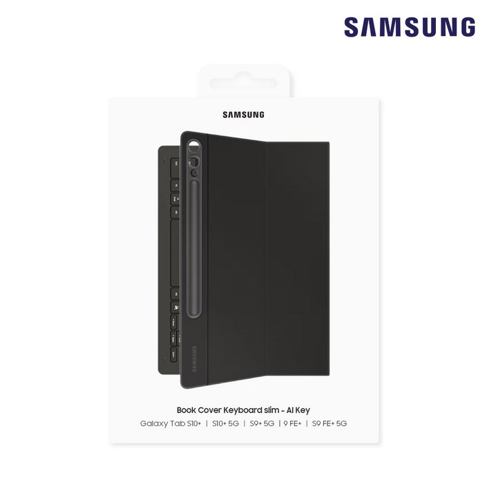 삼성전자 갤럭시탭S10 플러스 AI 슬림 키보드 북커버 S9FEPLUS 태블릿거치 포고핀단자 EFDX820 N, 블랙