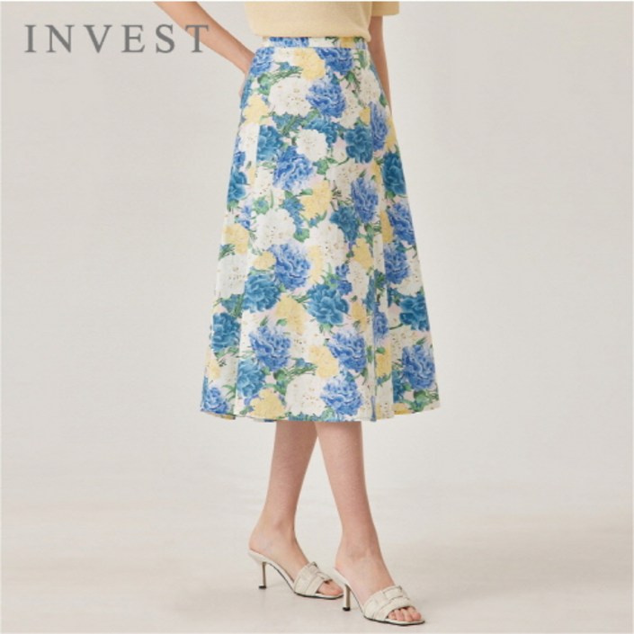 플레어수채화나염롱스커트INI4M1SK8130