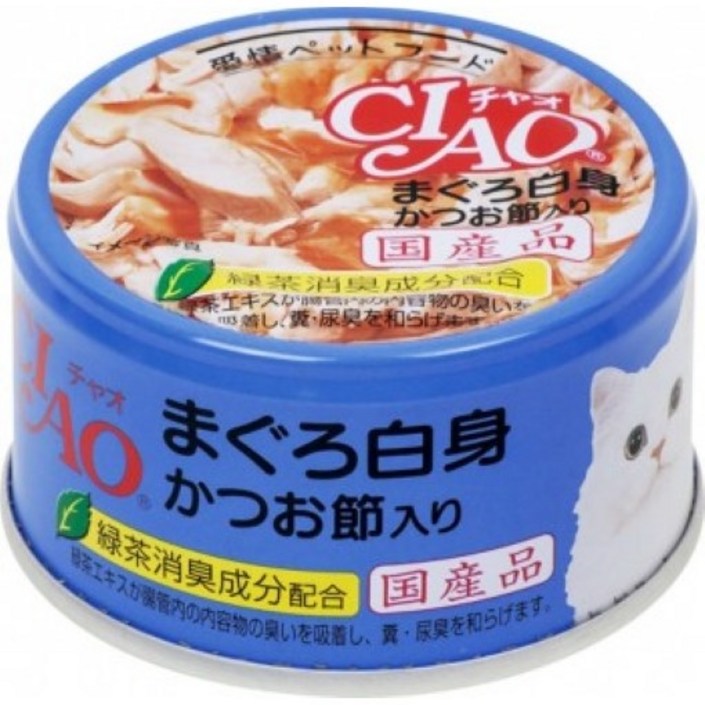 이나바 고양이 챠오 화이티캔, 참치흰살가다랑어포 A85, 85g, 24개