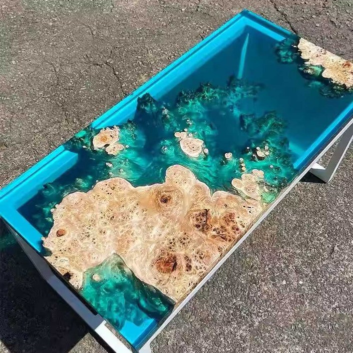 공룡마켓 레진테이블 원목 바다레진테이블 모던 원목테이블 식탁