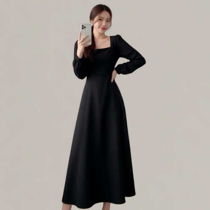 여성용 스퀘어넥 링클프리 스트링 원피스