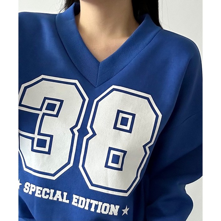 브이넥기모 38 브이넥 가볍고 따뜻한 기모 세미 크롭 맨투맨 국내생산