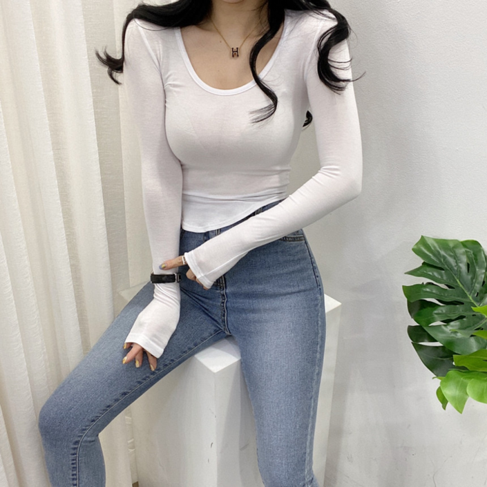 럽럽 만두 슬림 긴팔 티셔츠 럽럽 만두 슬림 긴팔 티셔츠