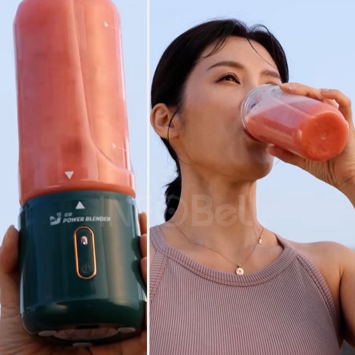 TV홈쇼핑정품 인포벨무선 킹콩 파워 블렌더 충전식 미니 텀블러 믹서기 과일 야채 주스 초경량 얼음분쇄, KBL0001