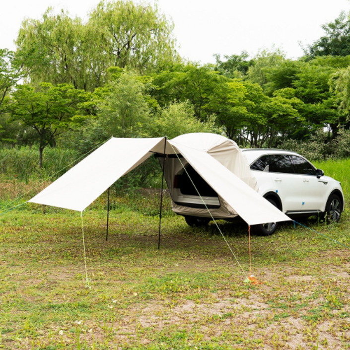 다잡 우레탄창 포함 차박텐트 도킹텐트 꼬리 카 차량용 텐트 쉘터 스텔스 카크닉, 크림베이지