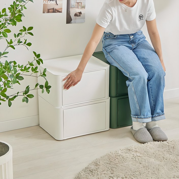 씨밀렉스 래폴드 터치 오픈 리빙박스, 무디화이트, 2개