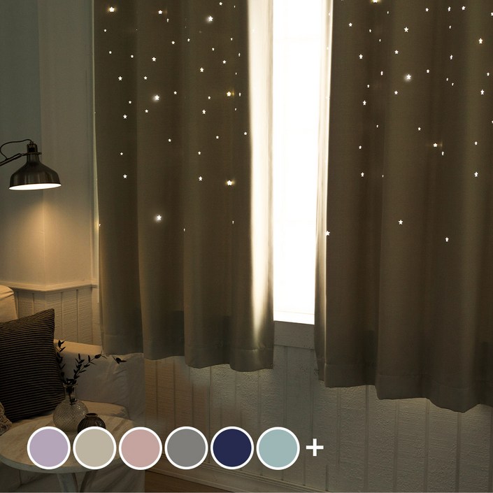 까르데코 디망쉬스타 창문 펀칭 암막커튼 2장