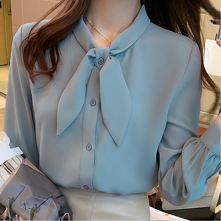 드마엘마가릿 리본 스카프 긴팔블라우스2color 데일리 데이트룩 하객룩 오피스룩
