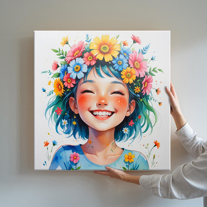 감성 힐링 일러스트 인테리어 꽃 피는 순간을 담다 꽃마음 시리즈 캔버스액자 15종 0815, 10.웃음가득 들꽃