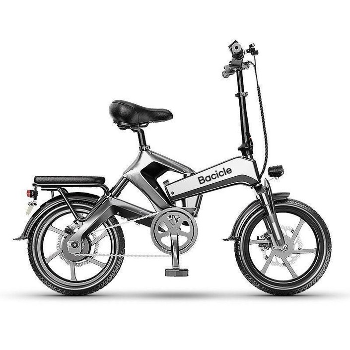 Bacicle 전기자전거 자토바이 2026년 48V 접이식 전동 팻바이크, 실버 블랙 순수 전기 약 60km