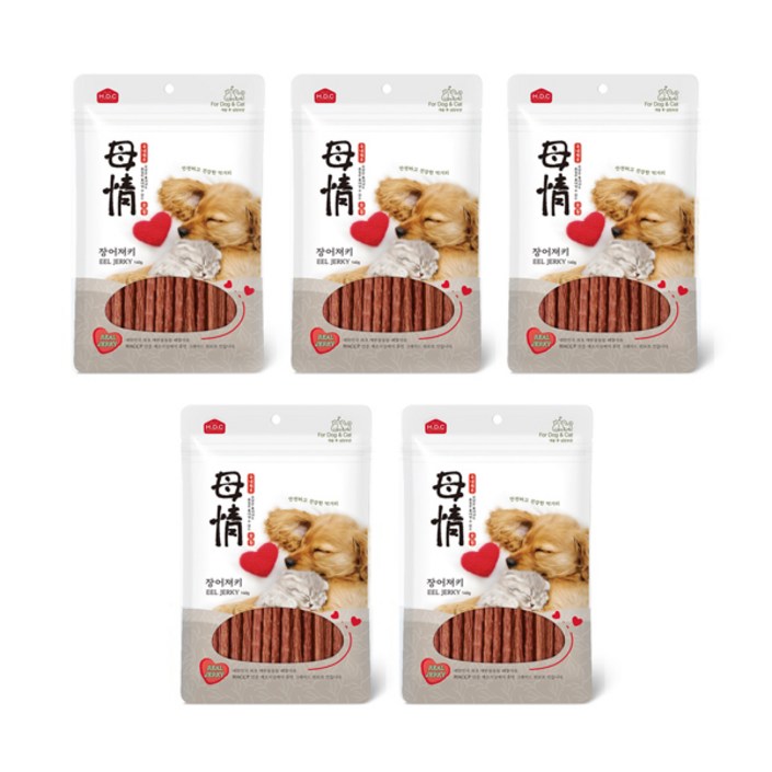 강아지 애견간식 장어져키 스틱 국내제조 아스쿠 모정, 5개, 140g, 장어 져키