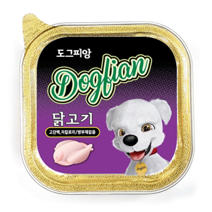 도그피앙 시저 반려견 사각캔, 강아지 간식 주식 캔 100g, 2박스, 24개, 도그피앙 닭고기 100g, 100g