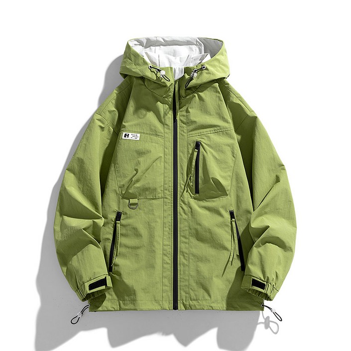 VANCAR M8XL빅사이즈 점퍼남 후드 루즈핏 카고배색 마운틴아웃도어 뚱보남 바람막이 점퍼