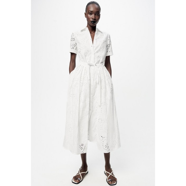 ZARA 자라 자수 셔츠 롱 원피스