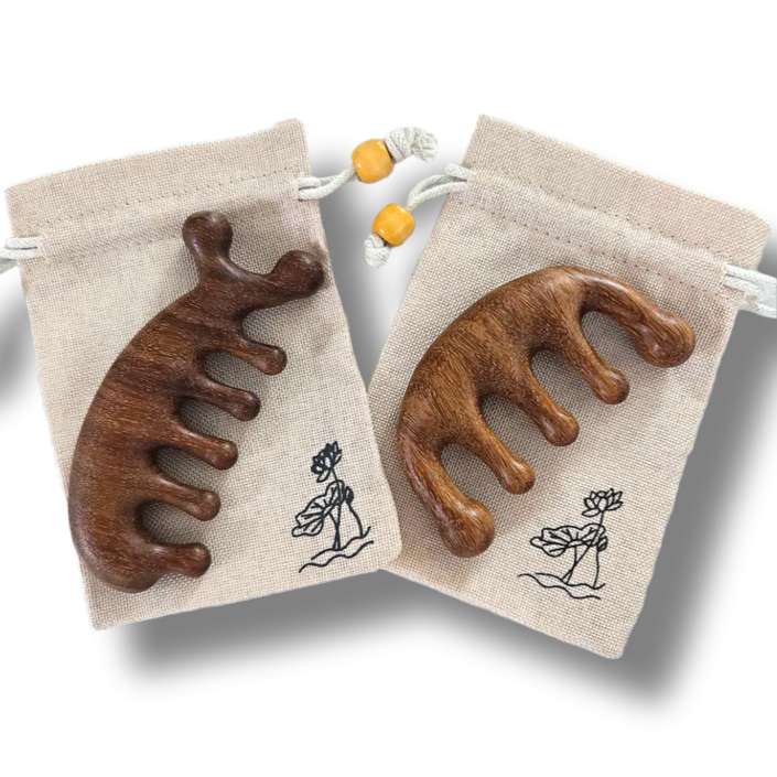 프레즌 두피 바디 천연 우드 괄사 2종 마사지세트  혈액 순환  림프 케어