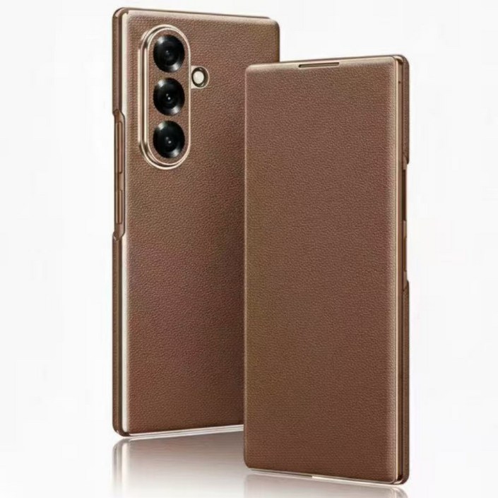 하이엑스 갤럭시 Z폴드7 천연소가죽 마그네틱 힌지보호 풀커버 휴대폰 케이스