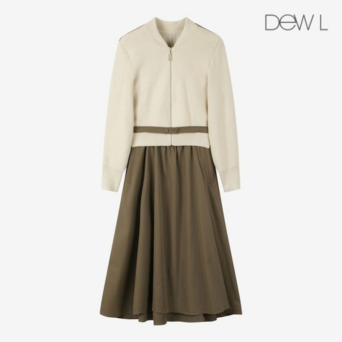 [백화점 정품] 듀엘 원피스 벨티드 니트 집업 콤비 BR_L254PSE037