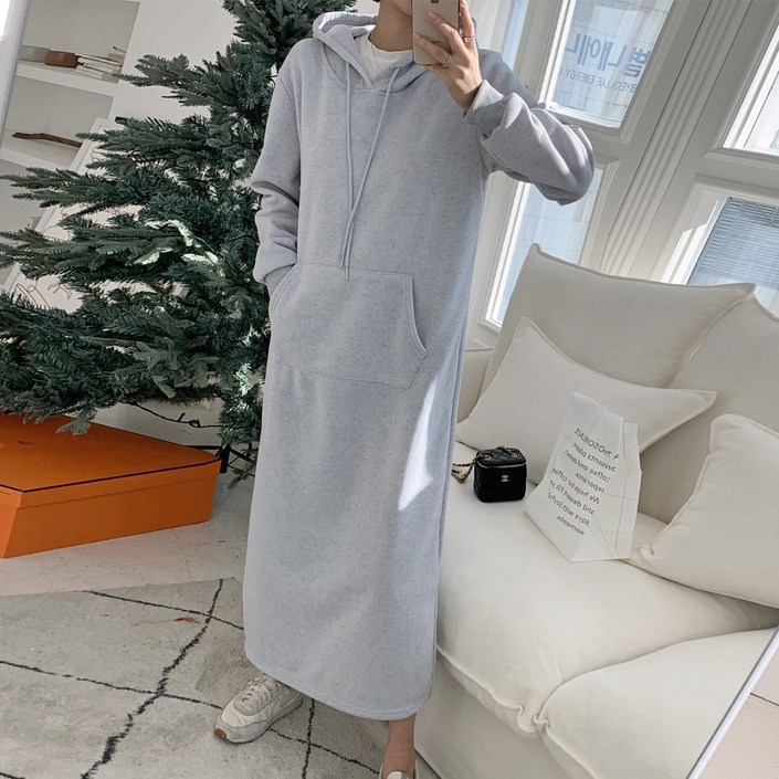 하이데일리 체티 기모 후드 롱원피스