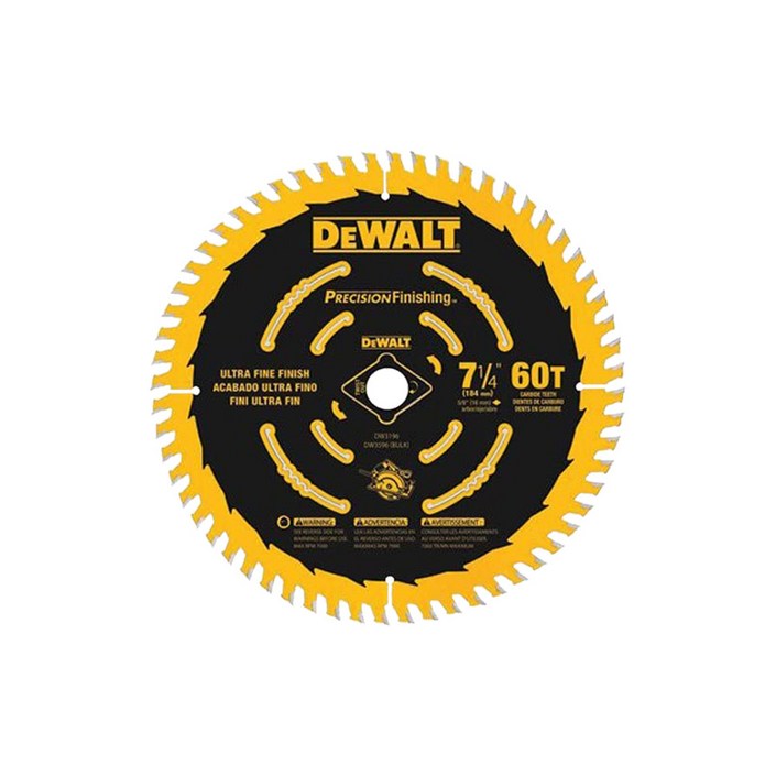 [디월트] DW3196 / 정밀형 목공용 원형톱날 7인치 184mm 60날