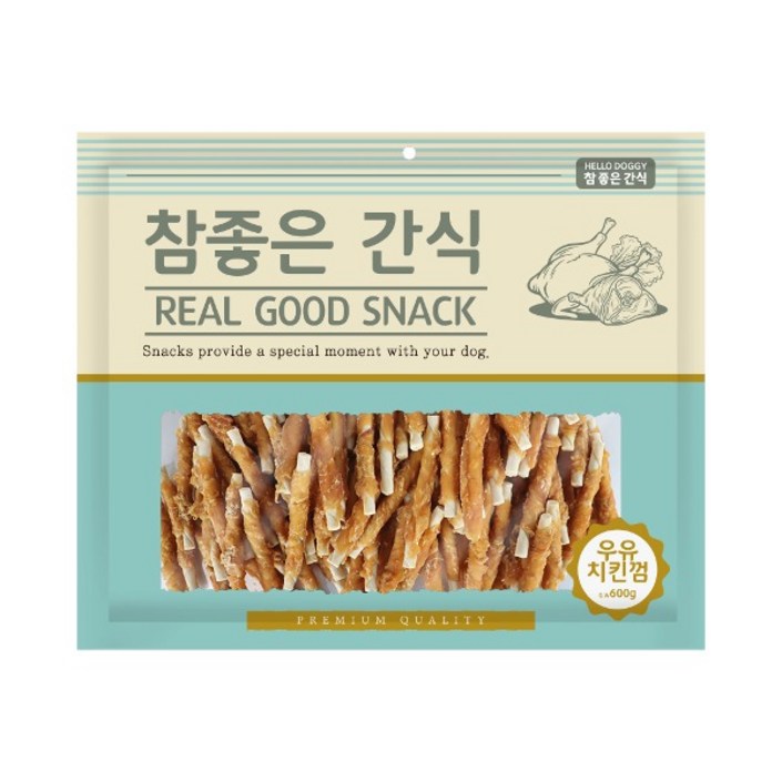 참좋은간식 헬로도기 강아지 간식 600g, 우유치킨껌, 1개