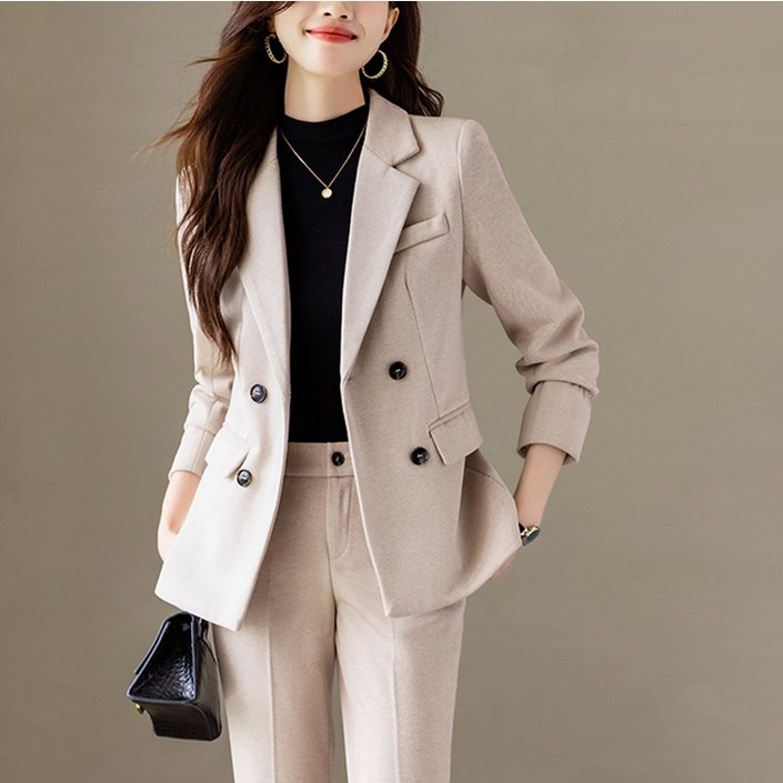 바니드 여성의류 슬림핏 하이엔드 더블 브레스트 정장세트 가을겨울 긴소매 투피스세트 1108