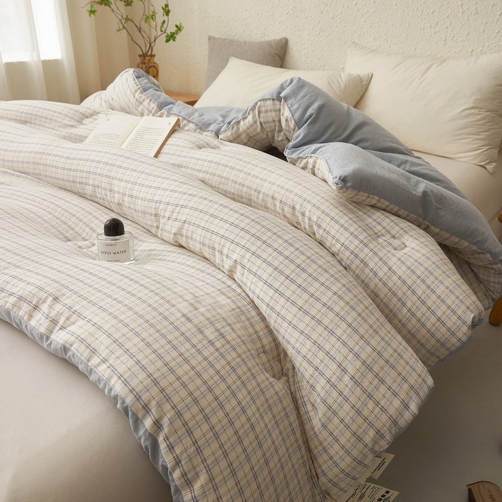Paissu파이수 워싱 먼지없는 부드러운 체크 차렵이불
