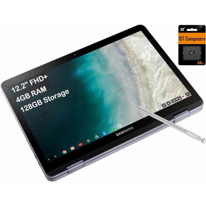 삼성 크롬북 플러스 V2 360 12.2 FHD 2in1 터치스크린듀얼 웹캠 포함인텔 Celeron 3965Y 4GB RAM 128GB64GB eMMC64GB SD 카드 스타일