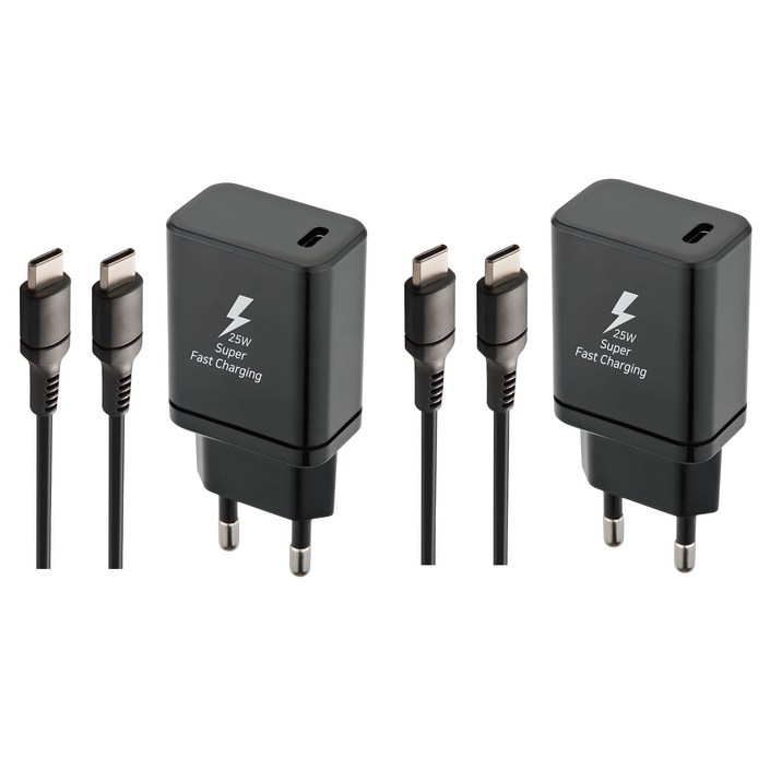 지파워 PD25W C타입 초고속 충전기 + 케이블 세트, 블랙, 2세트