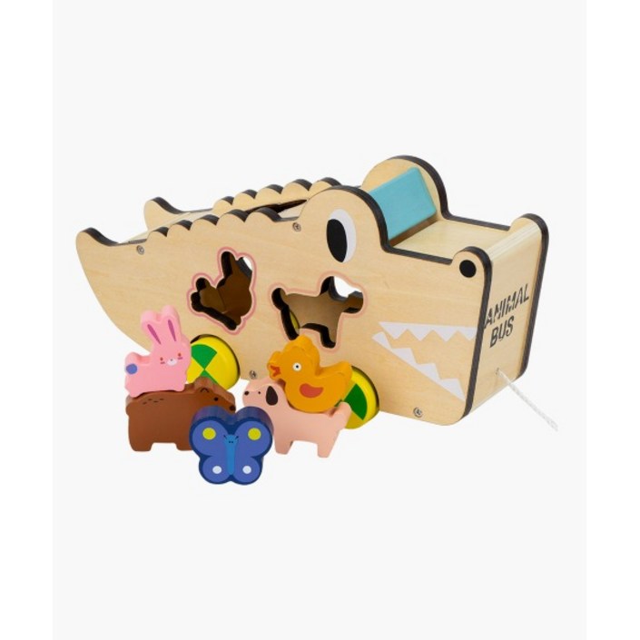 다르담 원목 교구 동물 블록 악어 버스, 1개