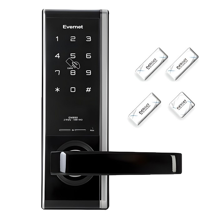 에버넷 무타공 디지털 손잡이 있음 도어락 세트 EN950