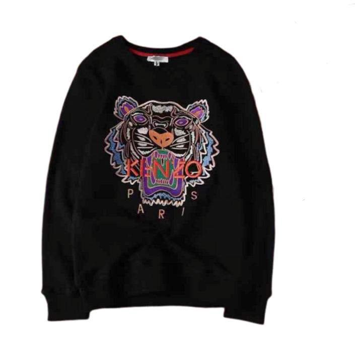 KNZO SS20 남녀 공용 충돌색 호두 알파벳 자수 프린트 라운드 긴팔 티셔츠 맨투맨 블랙 F962SW7214YB-99