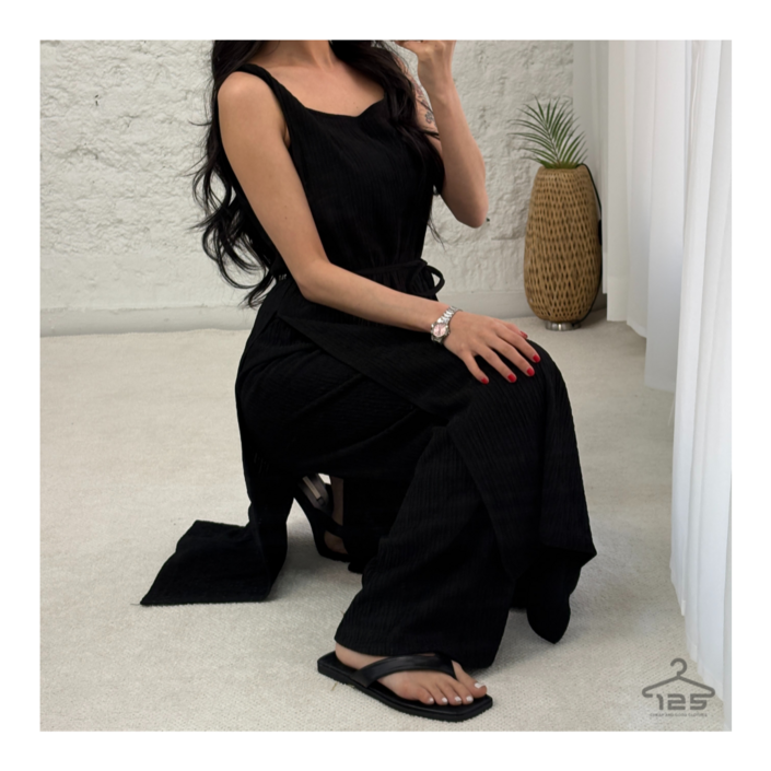 바이일이오 여성 플리츠 슬릿 레이어드 원피스 뷔스티에 여름 긴바지 밴딩팬츠 셋업