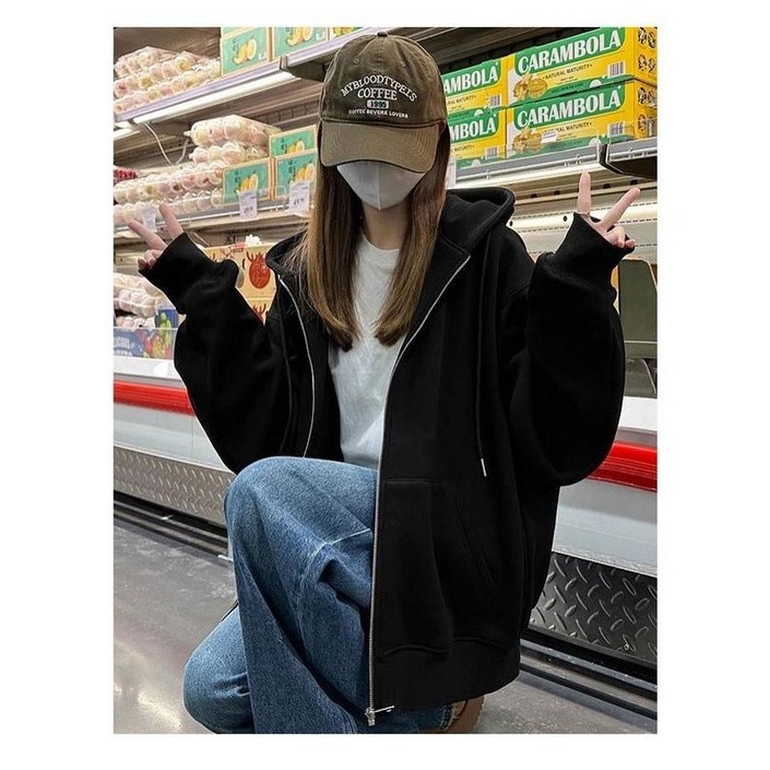 오버핏 무지 후드집업 남녀공용 데일리 봄 바람막이