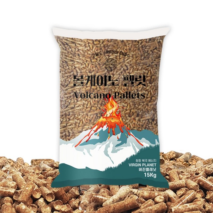 A1등급 프리미엄 볼케이노 우드펠렛 15kg 캠핑용 반려동물 흡수용 베딩, 15kg, 1팩
