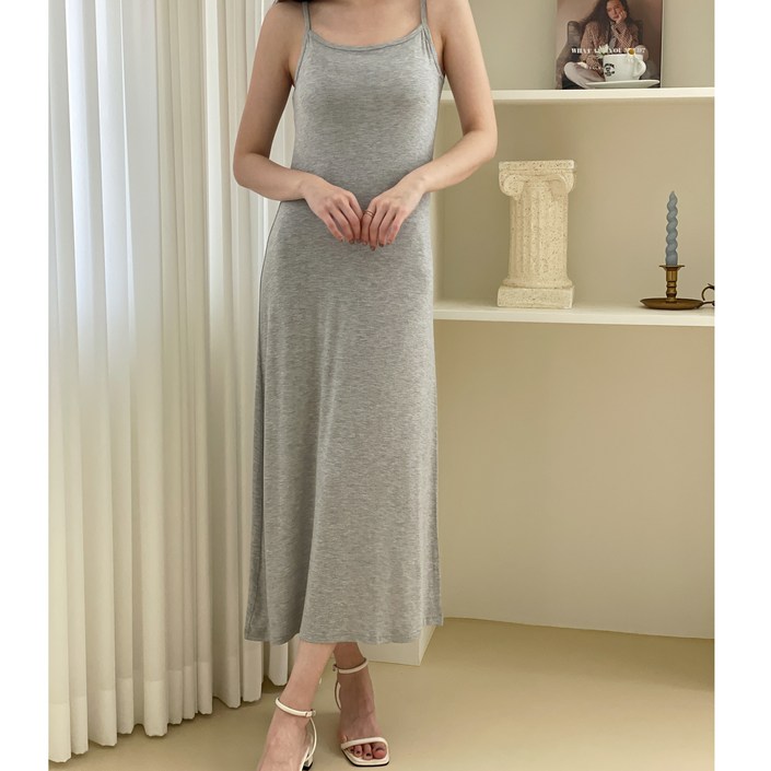 코마드 모달 여성 기본 무지 끈나시원피스 2P WOP696