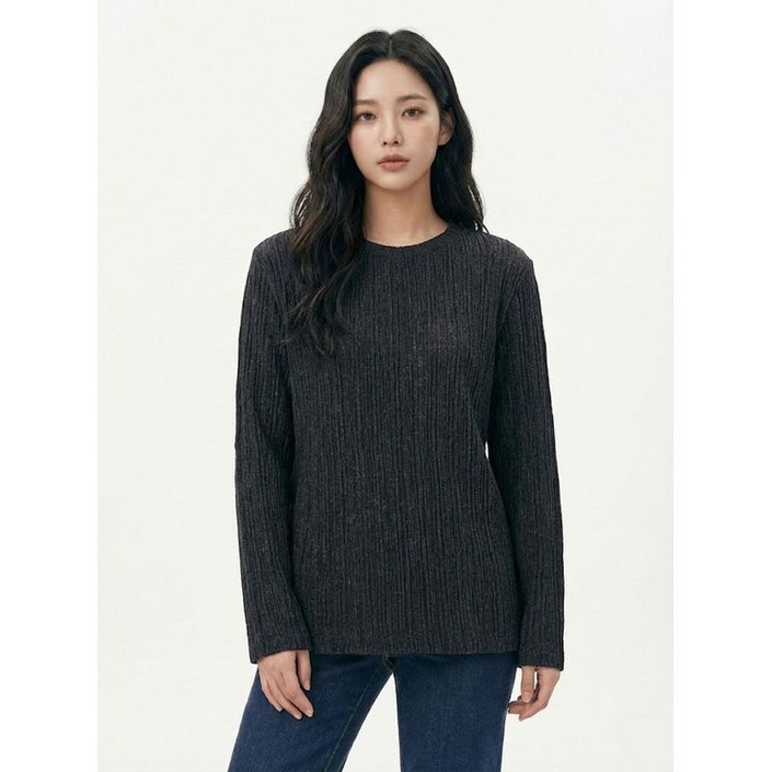올리비아하슬러 블랙 하슬러 골지라인 라운드티 OHCSTS901