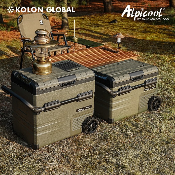 코오롱 공식판매 알피쿨 코오롱 정품 차량용냉장고 캠핑냉장고 공식AS 차량용 냉동고 37리터 56리터 휴대 이동식 차박 냉장 낚시 화물, Xpro35  37L, 올리브