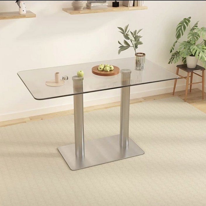 강화유리 식탁 4인 다이닝  투명 테이블 의자미포함