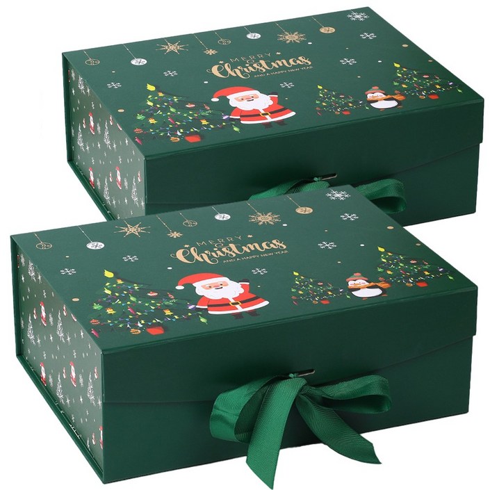 크리스마스 고급 리본 선물포장 선물상자 2P