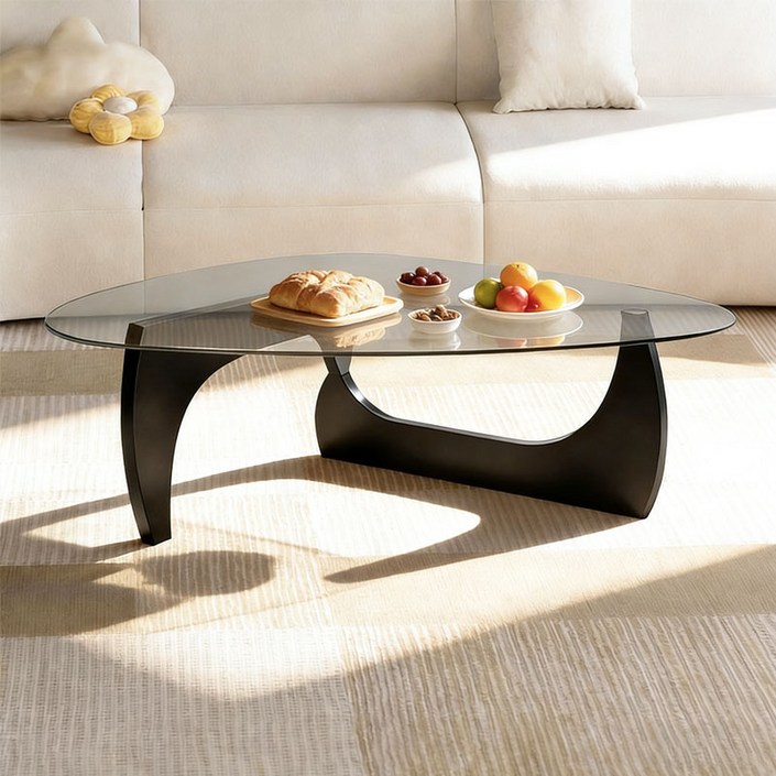 New World 소파테이블 강화유리 거실 티테이블 커피 테이블114CM NTCJ, 그레이+블랙 114CM