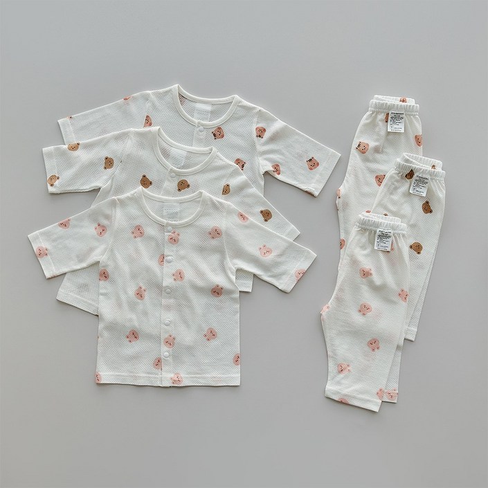 돗투돗 동물친구들 밤부매쉬 유아 7부 실내복 상하세트