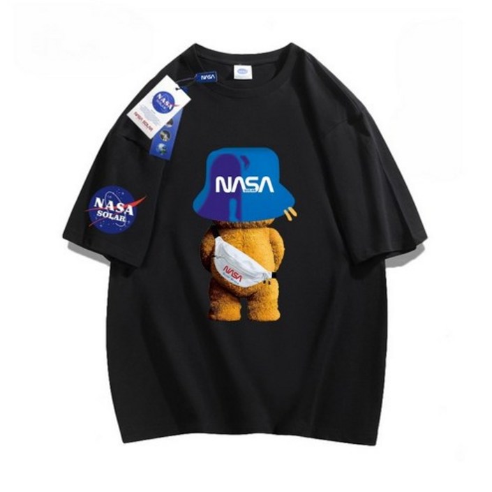 SEA FOX NASA시리즈남녀공용 모자쓴 곰 반팔티셔츠