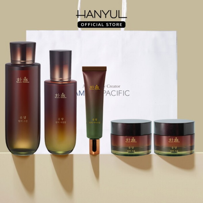 한율 본사직영★빠른배송  송담 탄력 기초풀세트스킨150ml에멀젼125ml크림50ml2개아이크림25ml쇼핑백