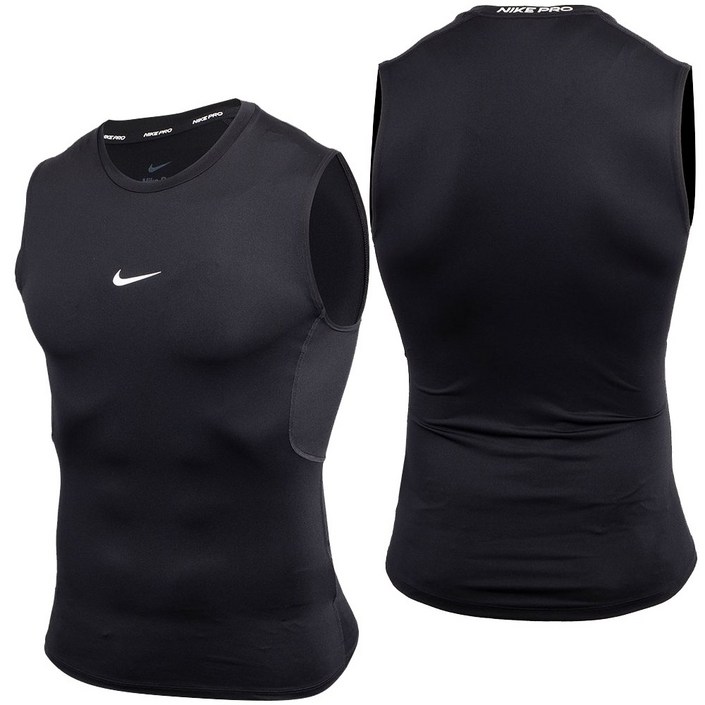 나이키 드라이핏 프로 타이트 민소매 나시 탑 언더레이어 이너티셔츠 헬스 런닝 언더셔츠 블랙