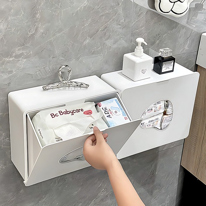 홈비 이지오픈 무타공 다용도 욕실선반 화장실 수납함, 화이트