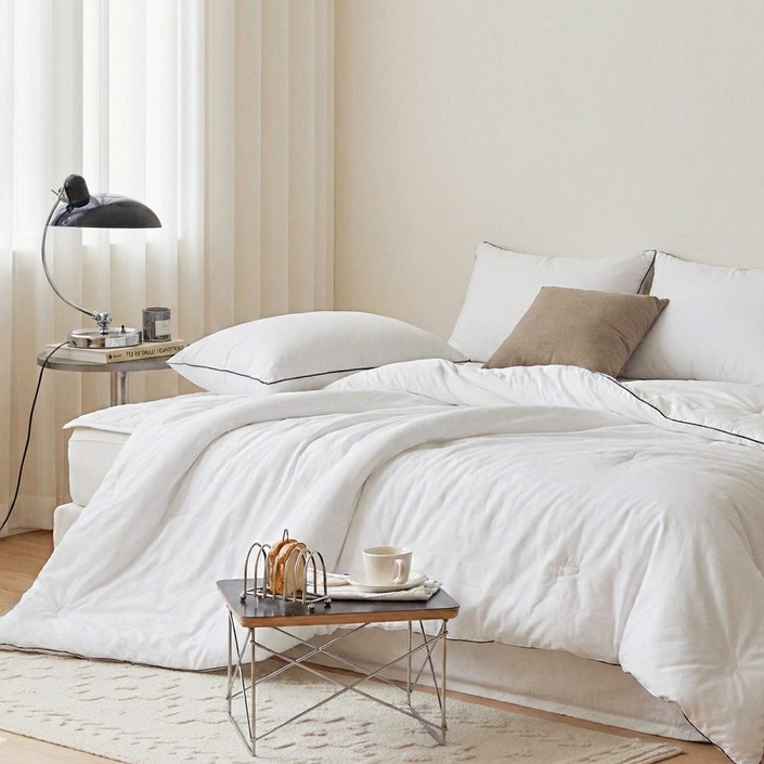 국내제조 띵스룸 블랙라인 100수 고밀도 순면 항진드기 향균 옥수수솜 호텔이불