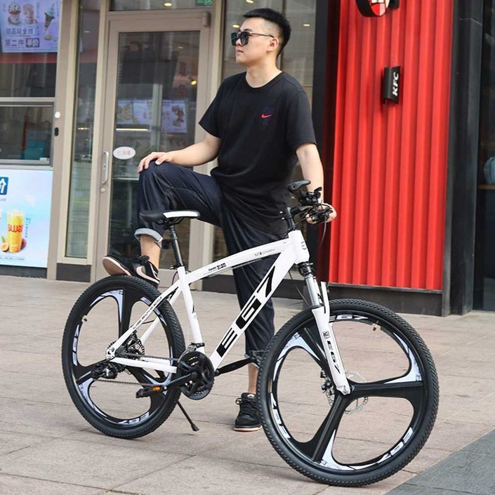 출퇴근자전거 경량 자전거 산악용 라이딩 남성 가변, 26인치 3블레이드휠블랙 21단