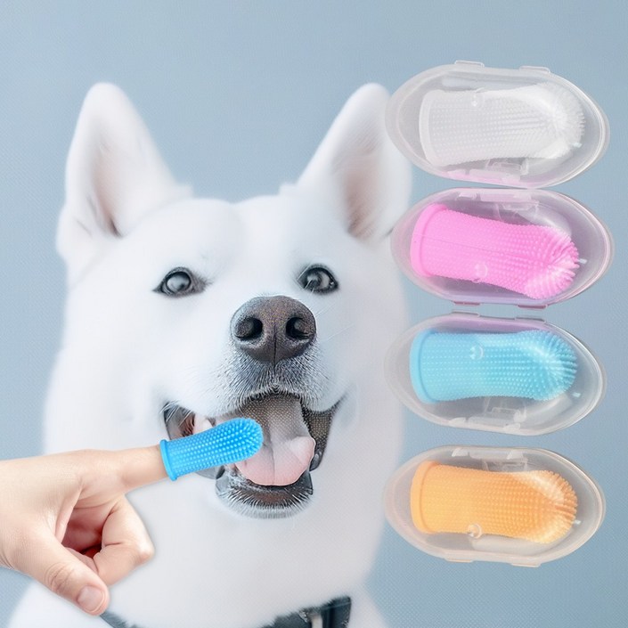 휴다온 강아지 고양이 치석제거 양치 손가락칫솔, 4개, 혼합색상 휴다온 강아지 고양이 치석제거 양치 손가락칫솔, 4개, 혼합색상